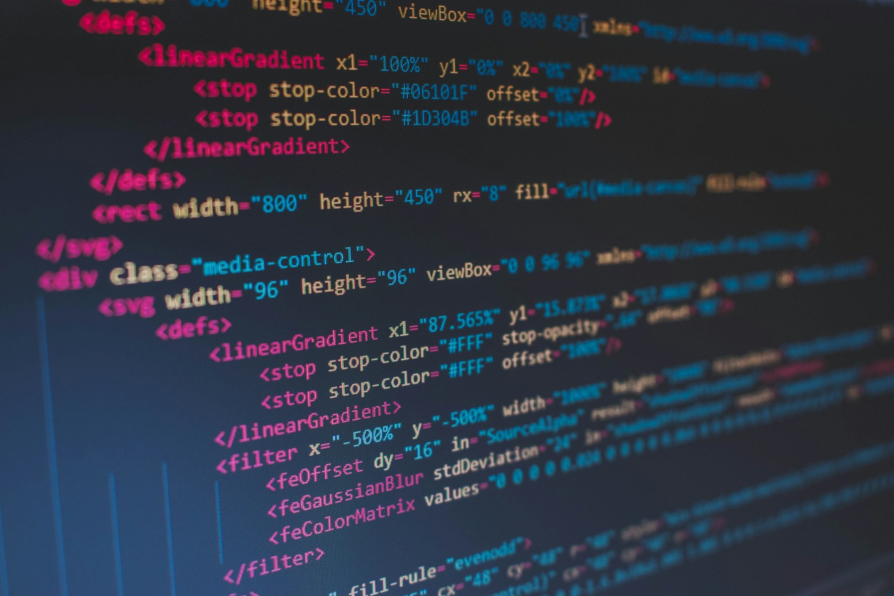 Software code on a computer screen